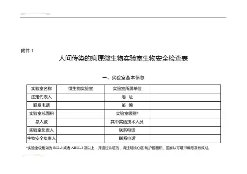 2017实验室生物安全专项检查表