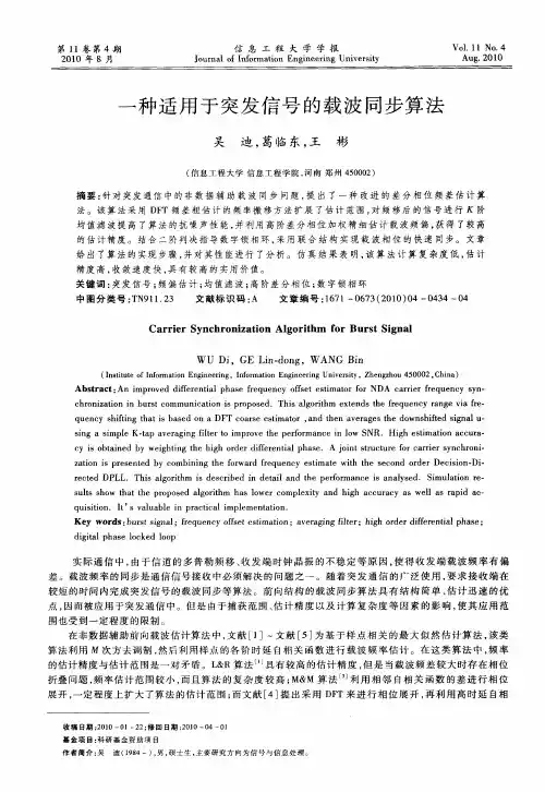 一种适用于突发信号的载波同步算法