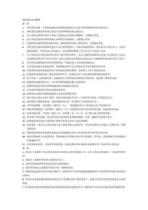 国际贸易名词解释