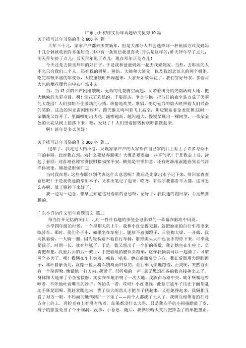 广东小升初作文历年真题语文优秀10篇