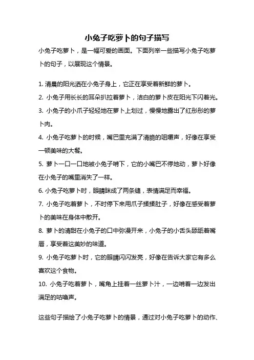 小兔子吃萝卜的句子描写