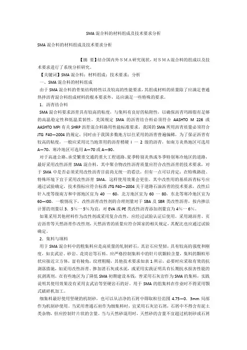SMA混合料的材料组成及技术要求分析 