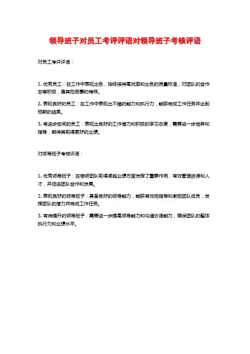 领导班子对员工考评评语对领导班子考核评语