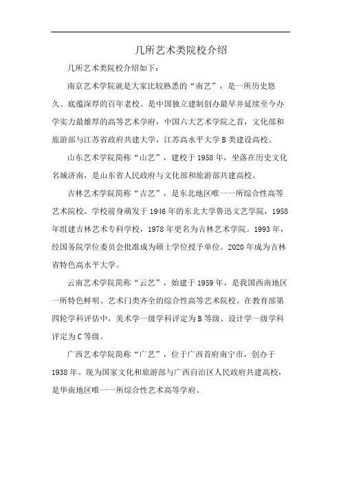 几所艺术类院校介绍