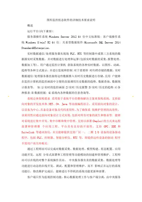 上位机图形监控组态软件详细技术规定