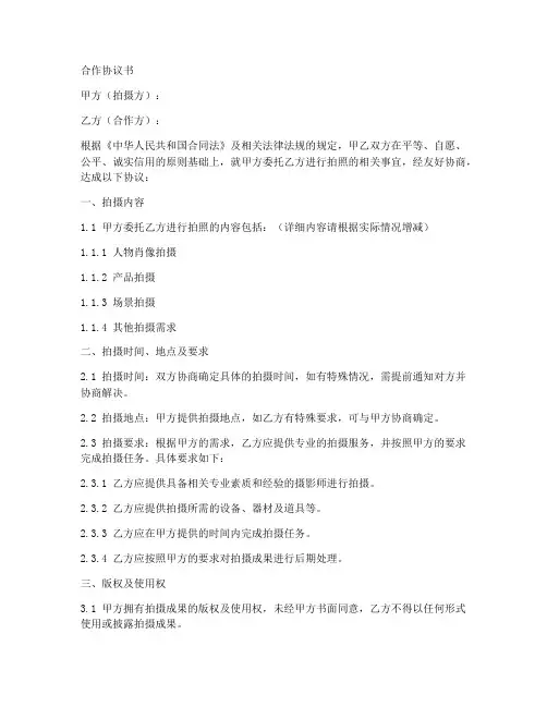 拍照合作协议合同范本