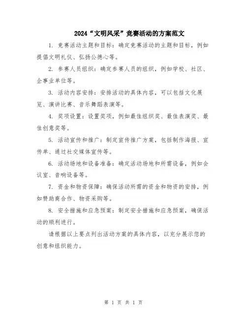 2024“文明风采”竞赛活动的方案范文