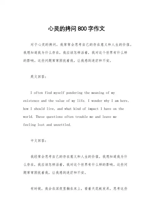 心灵的拷问800字作文