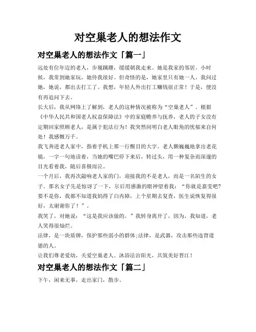 对空巢老人的想法作文
