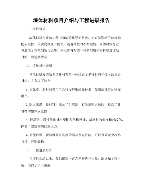 墙体材料项目介绍与工程进展报告