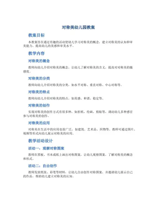 对称美幼儿园教案