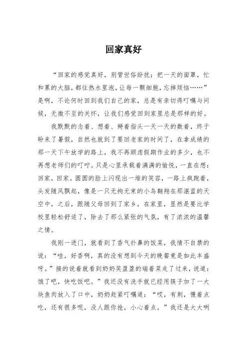 初中优秀记叙文作文：回家真好_11116