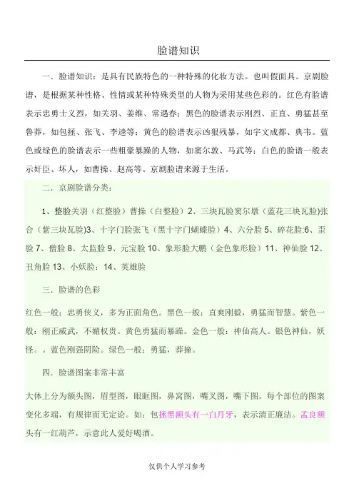 脸谱知识