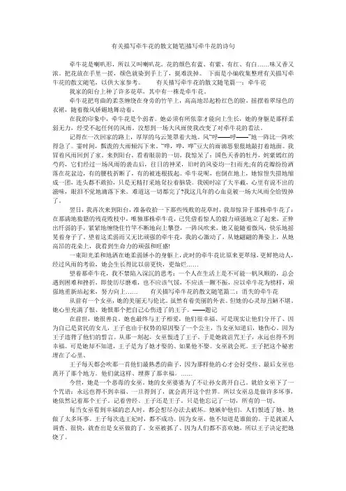 有关描写牵牛花的散文随笔-描写牵牛花的诗句