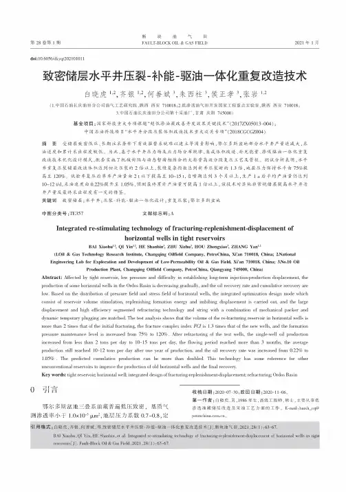 致密储层水平井压裂-补能-驱油一体化重复改造技术