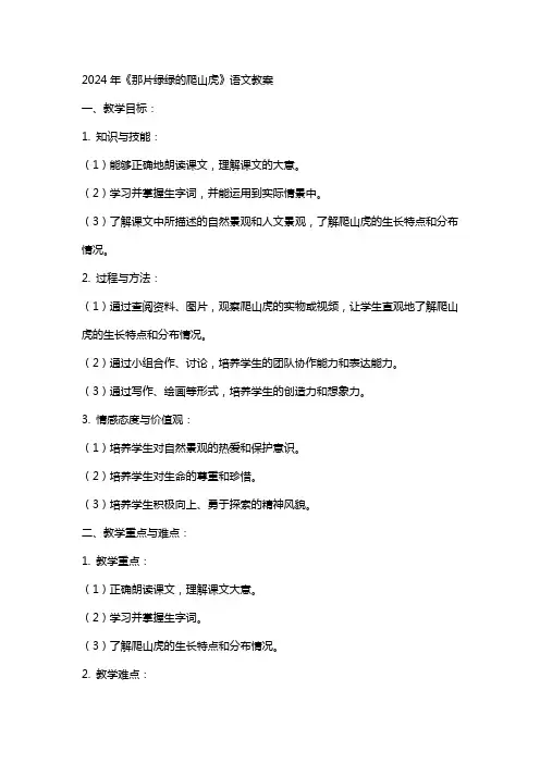 2024年《那片绿绿的爬山虎》语文教案