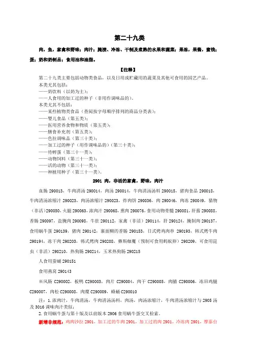 29类(2017)-商标类别明细