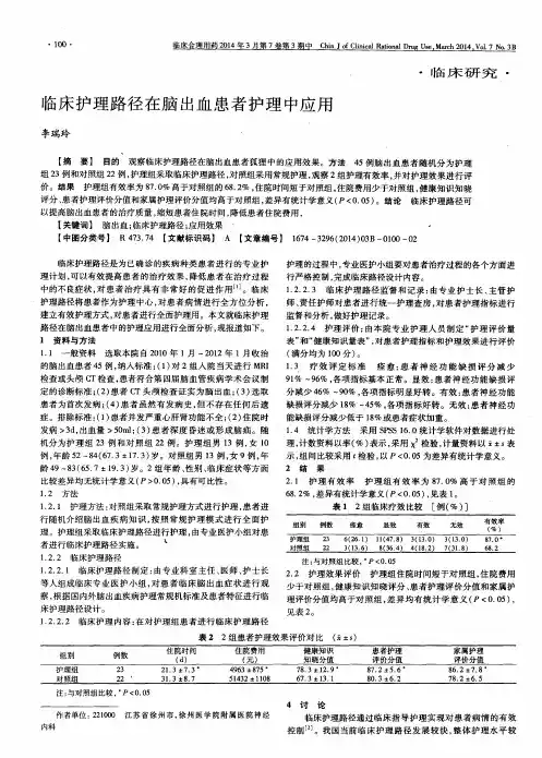 临床护理路径在脑出血患者护理中应用