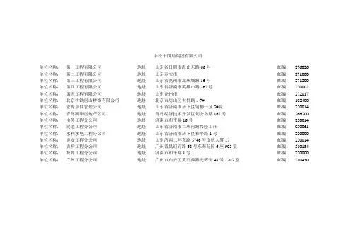 中铁十四局各分公司地址