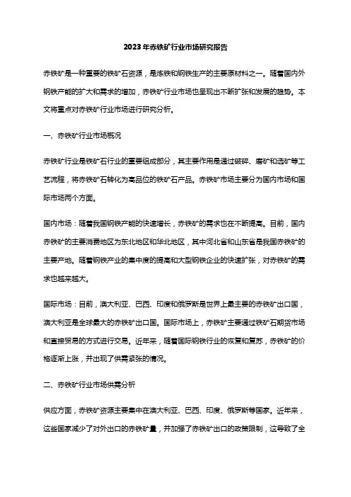 2023年赤铁矿行业市场研究报告