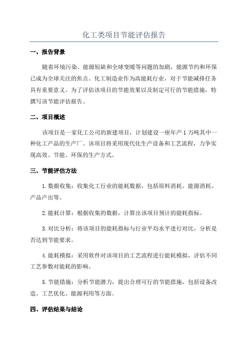化工类项目节能评估报告