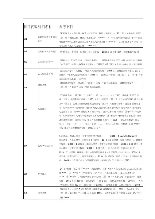 上海交通大学2020年部分专业课参考书目