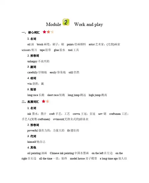 六年级下册英语知识梳理-Module 2 Work and play知识清单｜牛津上海版