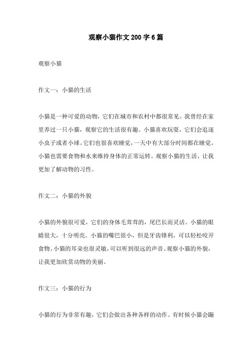 观察小猫作文200字6篇