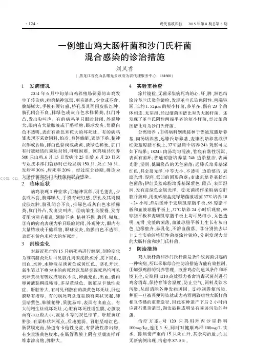 一例雏山鸡大肠杆菌和沙门氏杆菌混合感染的诊治措施