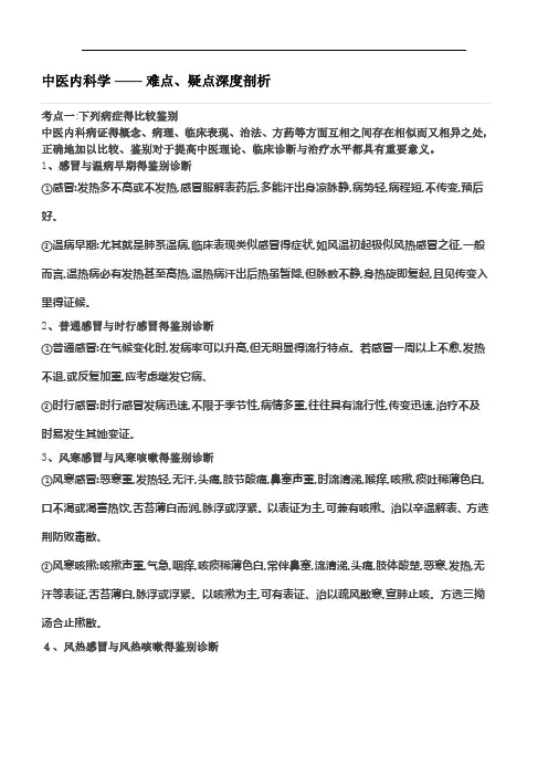 中医内科学鉴别诊断