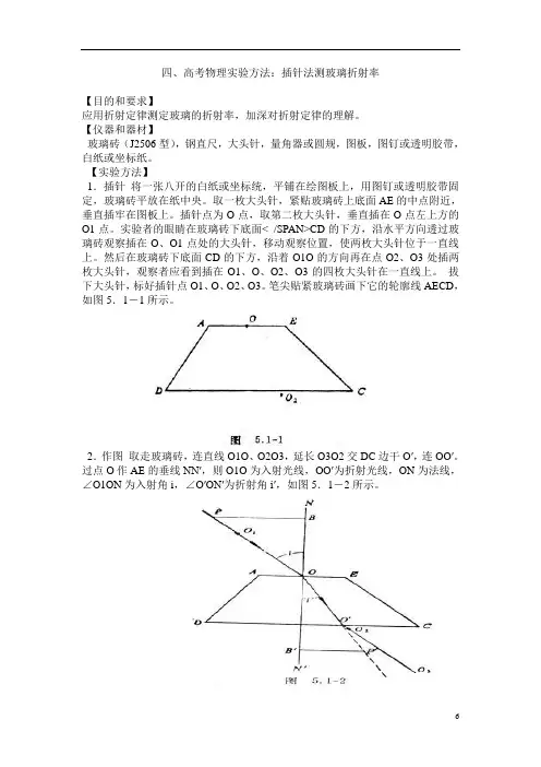 高考物理实验方法：插针法测玻璃折射率