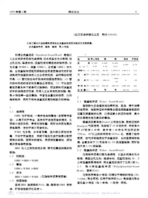 合成基钻井液技术研究进展