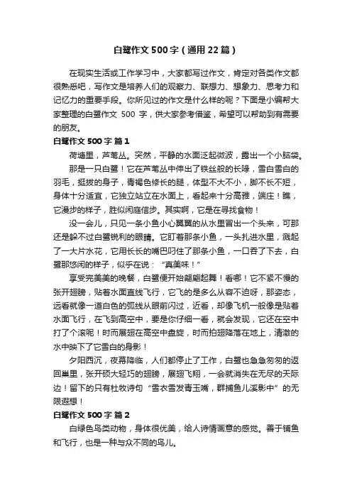 白鹭作文500字（通用22篇）