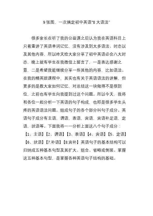 9张图一次搞定初中英语“8大语法”