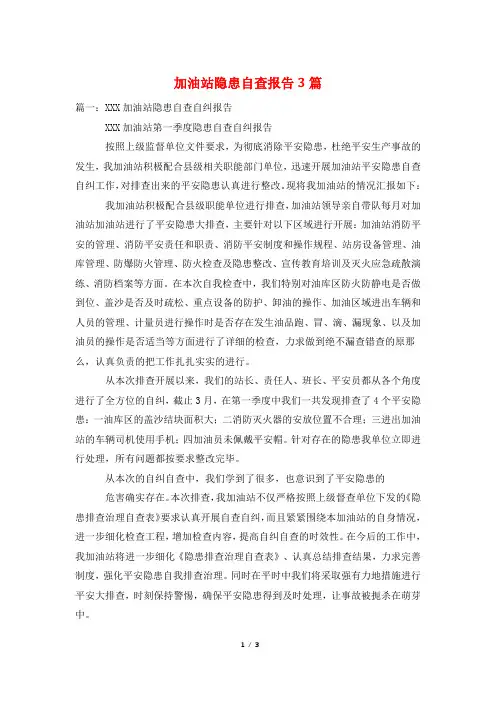 加油站隐患自查报告3篇