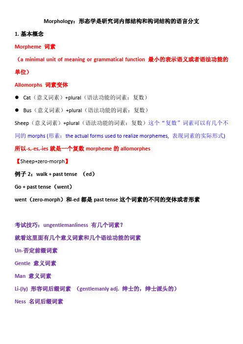 高中英语教师资格考试形态学