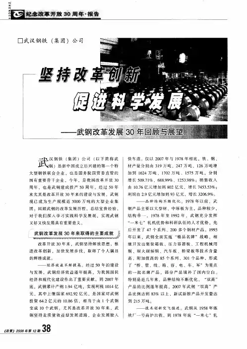 坚持改革创新促进科学发展——武钢改革发展30年回顾与展望