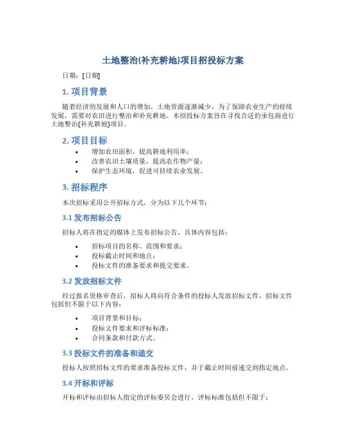 土地整治(补充耕地)项目招投标方案 (2)