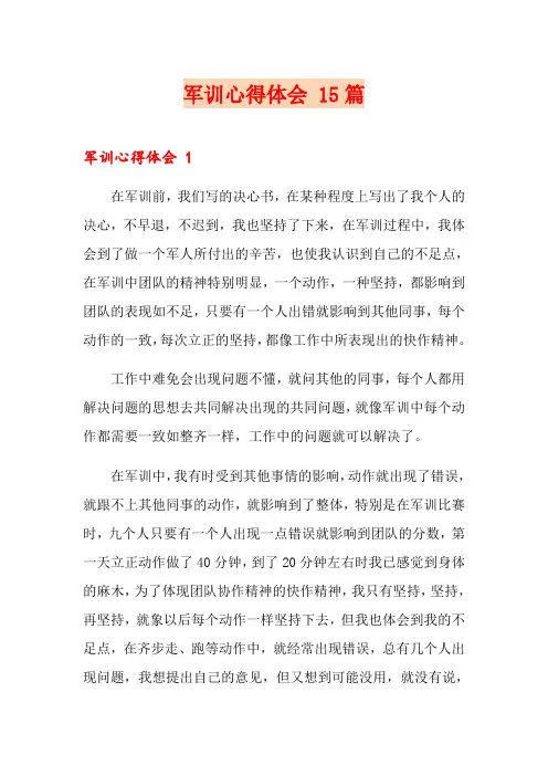 (word版)军训心得体会 15篇