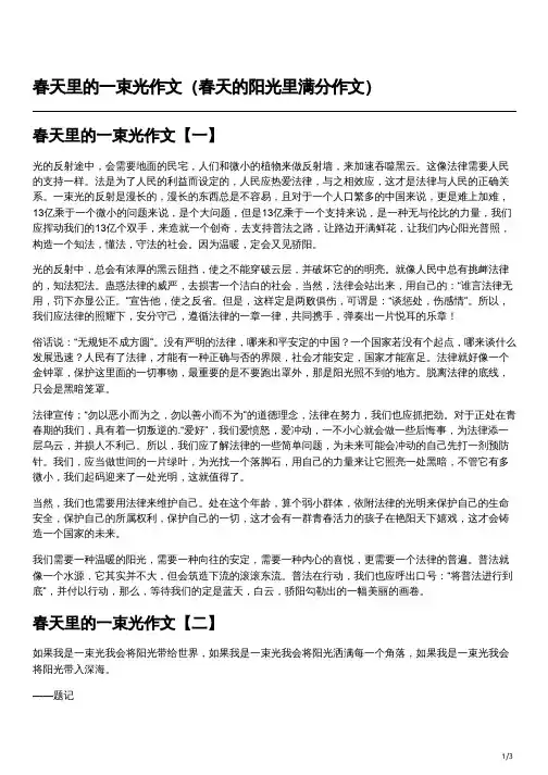 春天里的那一束光作文600字