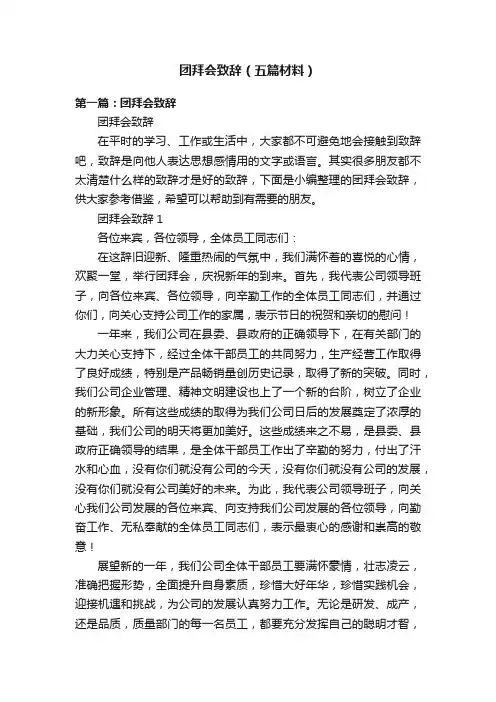 团拜会致辞（五篇材料）
