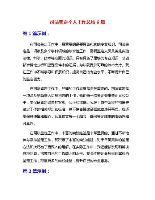 司法鉴定个人工作总结6篇