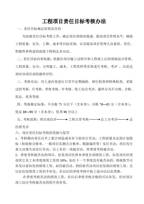 工程项目责任目标考核办法