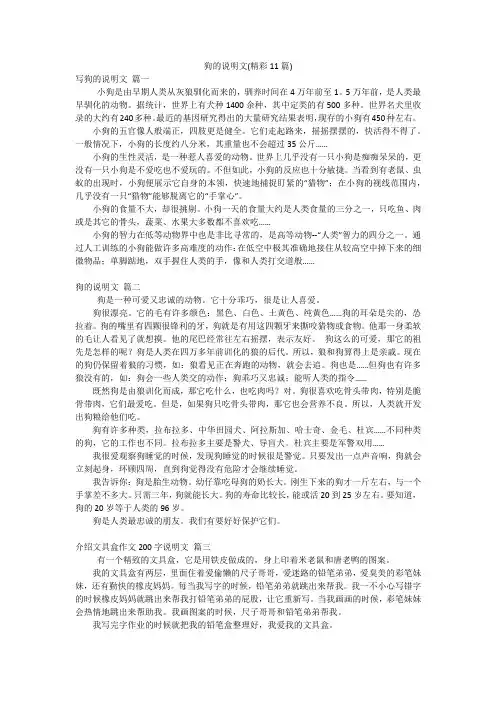 狗的说明文(精彩11篇)