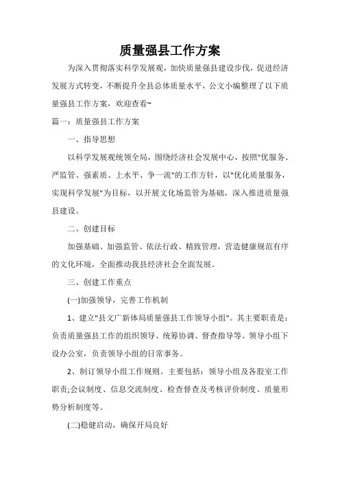  质量强县工作方案
