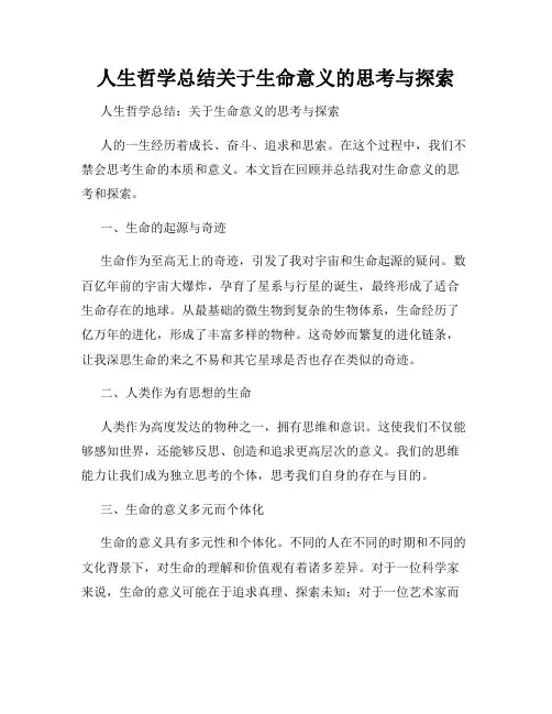人生哲学总结关于生命意义的思考与探索
