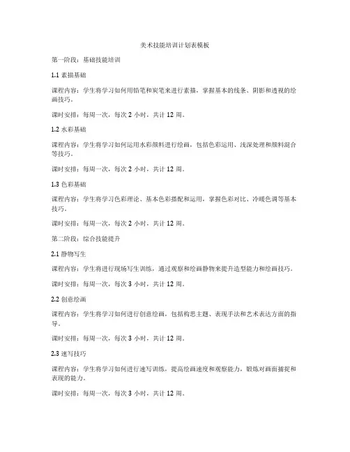 美术技能培训计划表模板