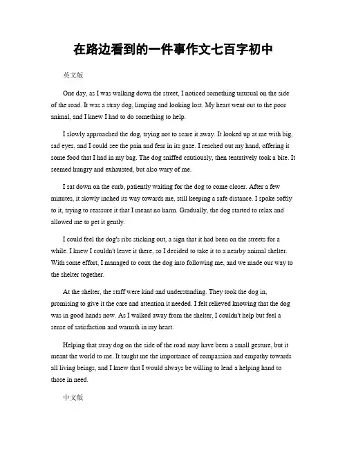 在路边看到的一件事作文七百字初中