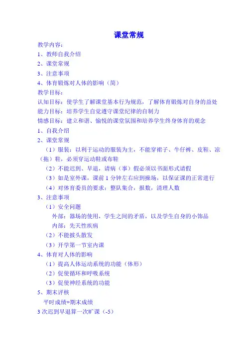 体育课课堂常规
