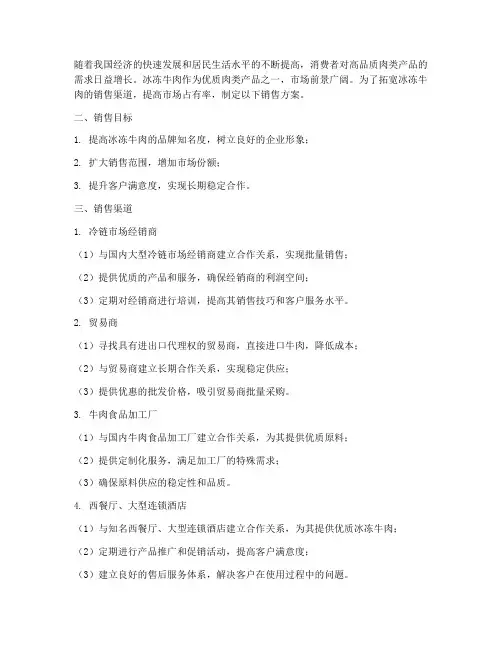 冰冻牛肉渠道销售方案